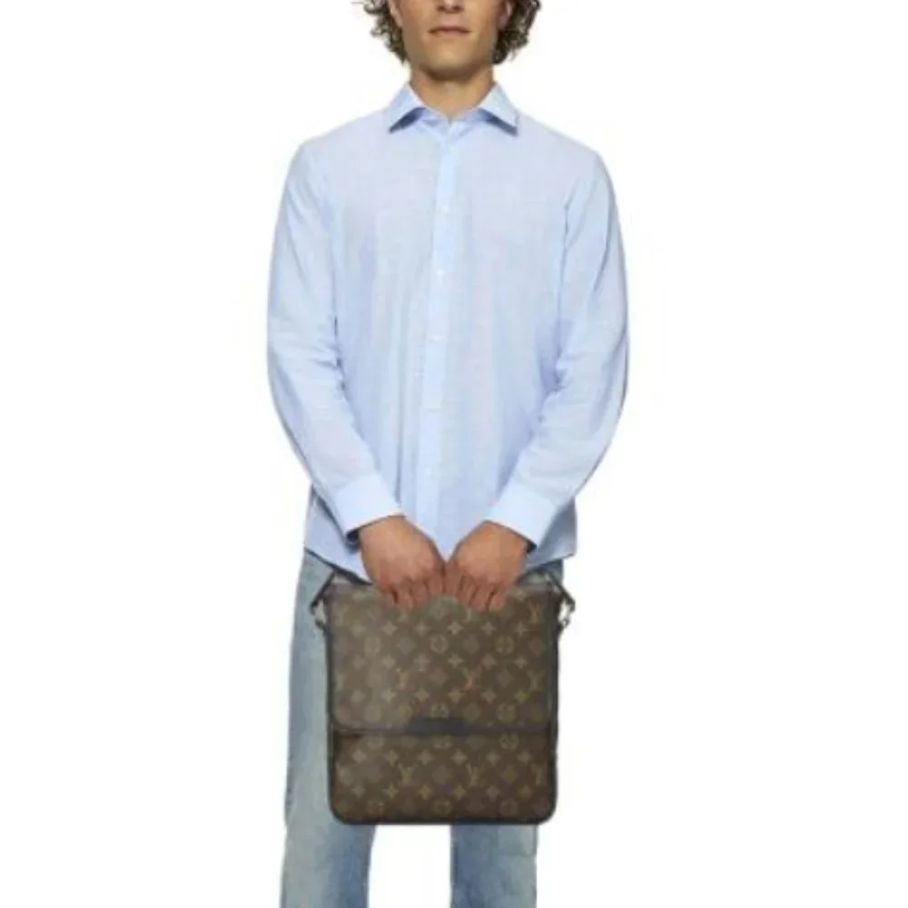 New Auc Louis Vuitton Monogram Macassar Canvas Bass MM Messenger/crossbody Bag